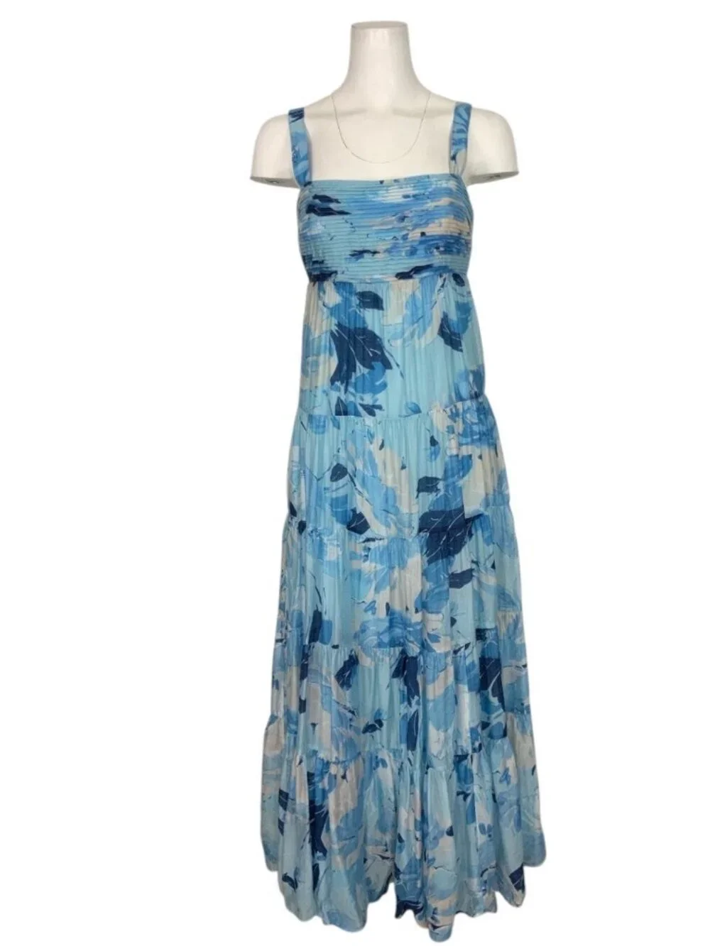 Abercrombie and Fitch Floral Tiered Maxi Dress SP Petite Blue